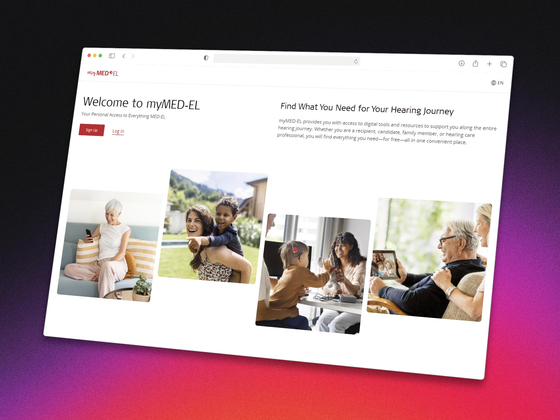 myMED-EL for Professionals delivered portal interface
