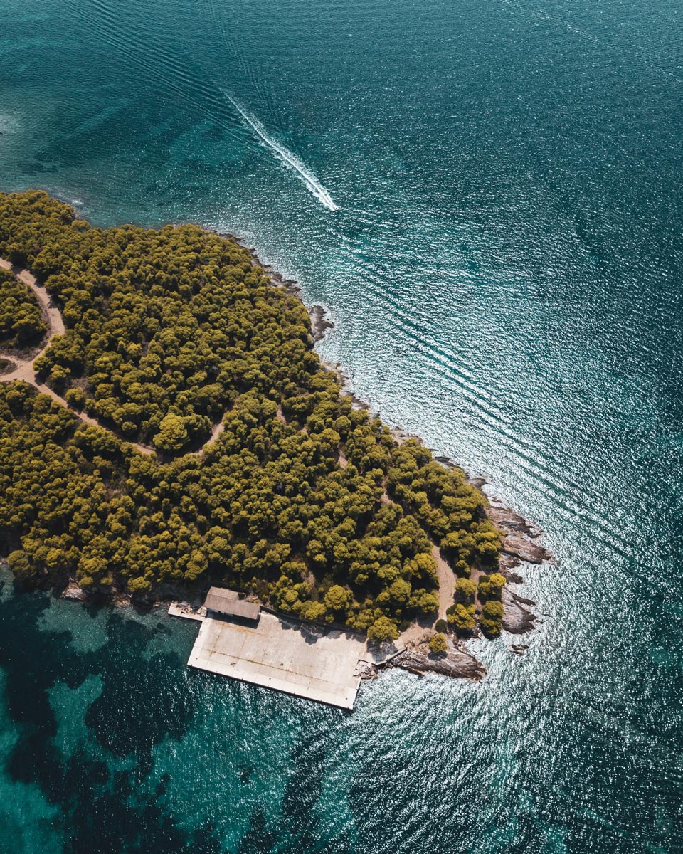 Aerial view over Toroneos Gulf
