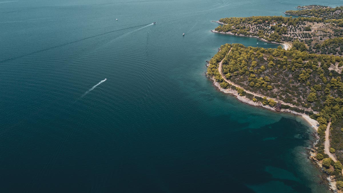 Aerial sailing view