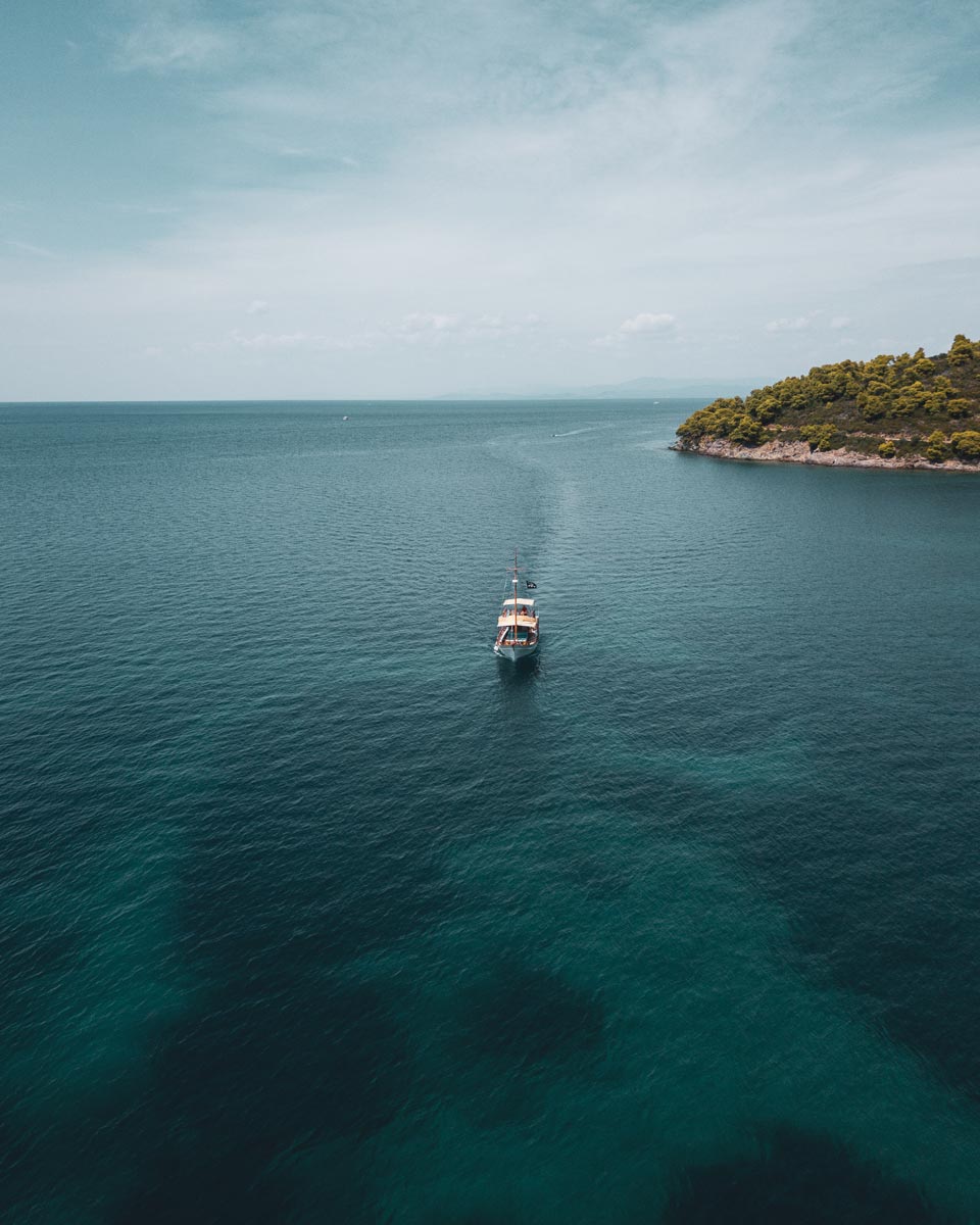 Aerial coastline in Halkidiki