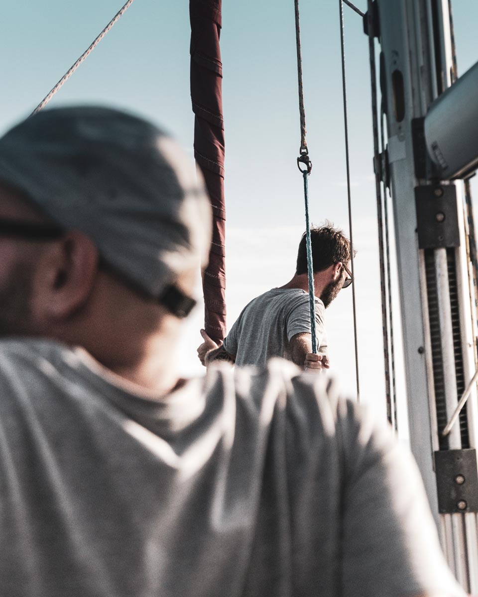 Friends sailing in Halkidiki