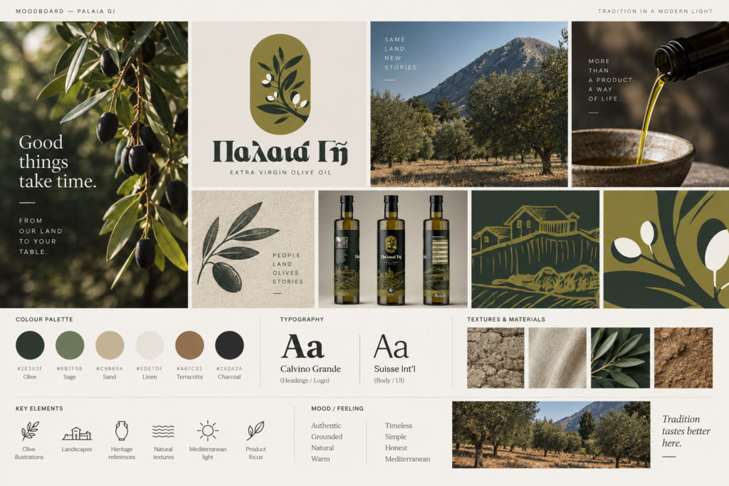 Palaia Gi visual identity direction and moodboard