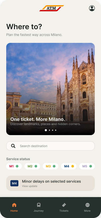 ATM Milano revisited home screen