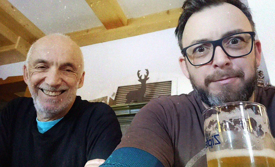 Paul & Dad having a few pints.