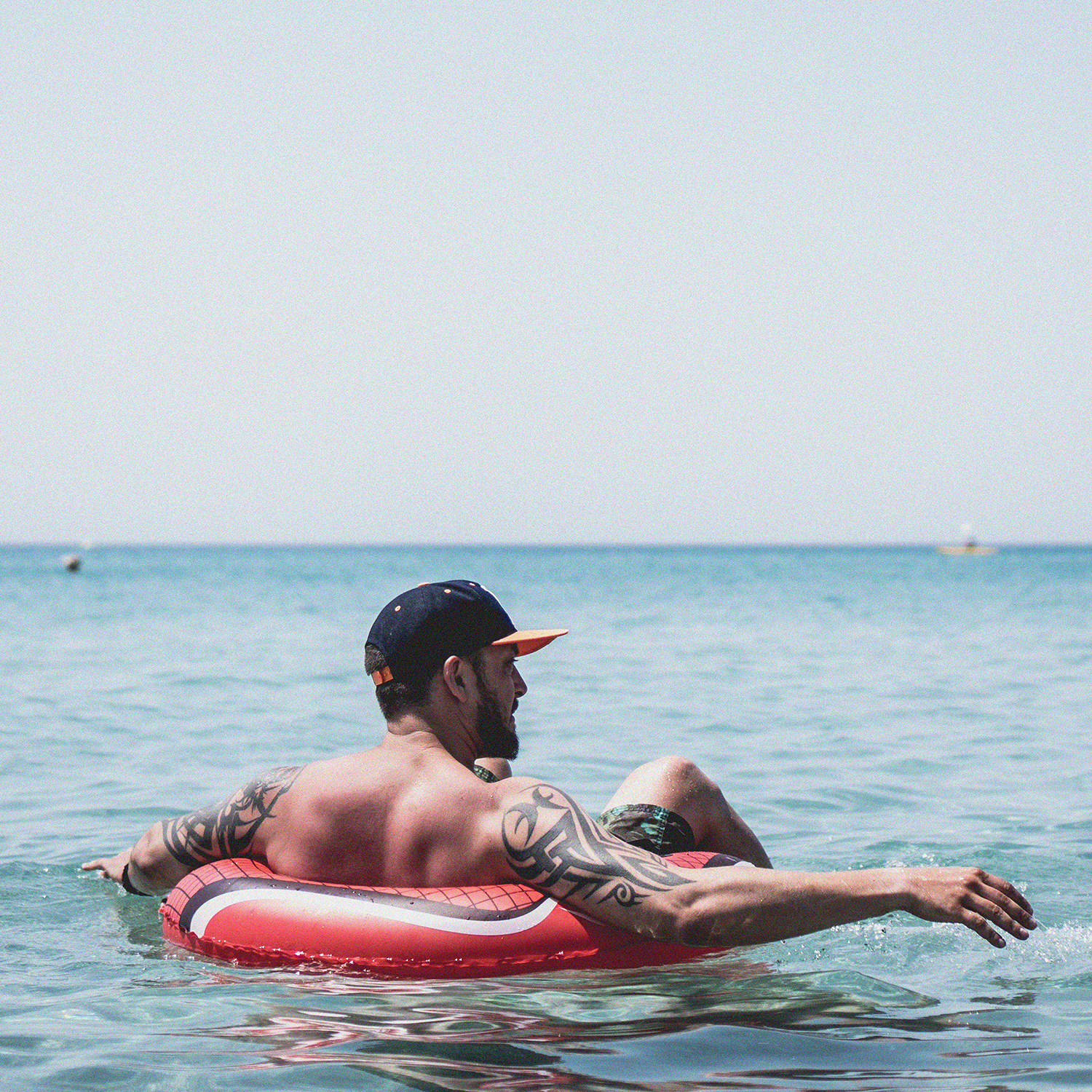 Paul splashing in the water.